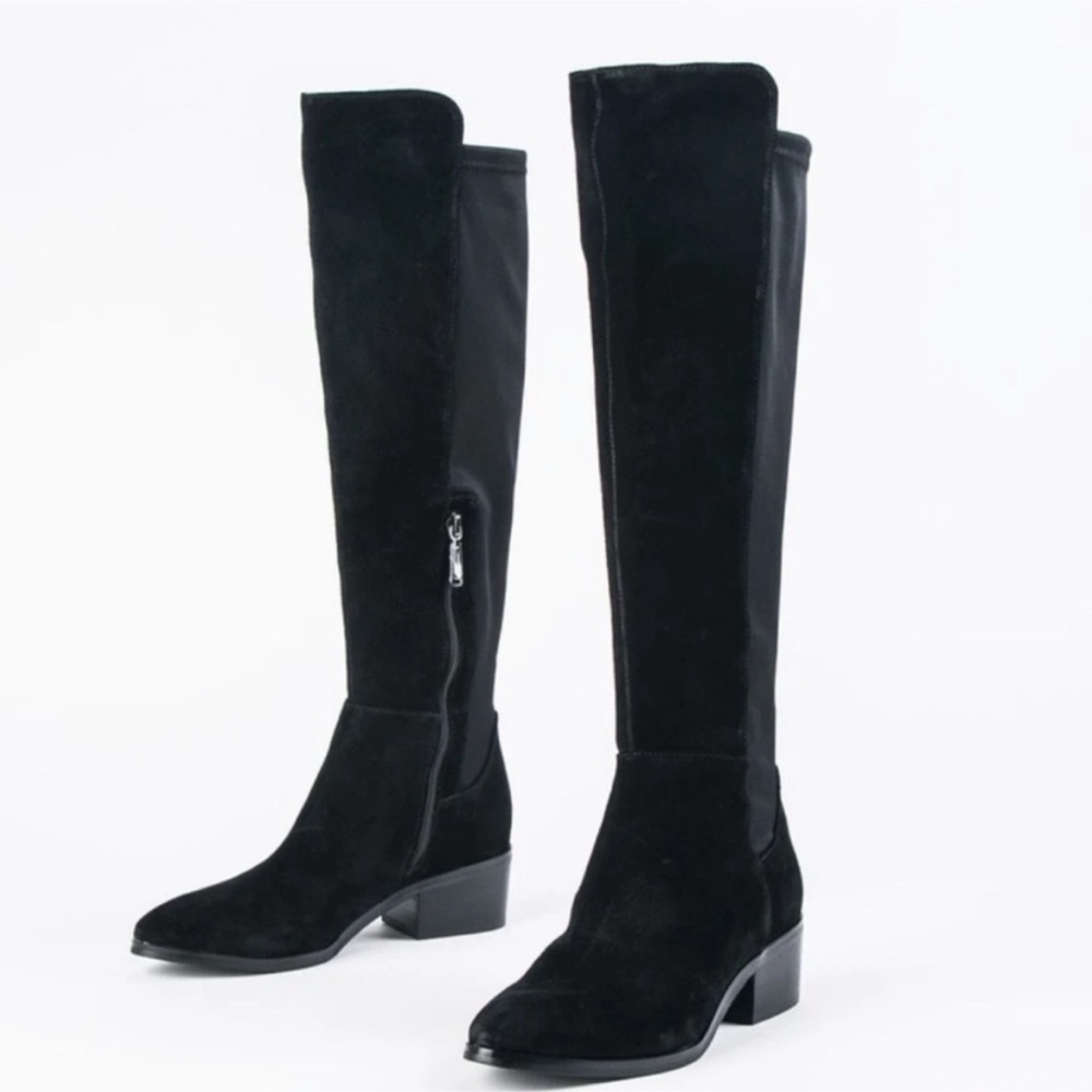 Blondo NEW Gallo Knee High Black Suede Boots Block Heel SZ 6.5 Waterproof